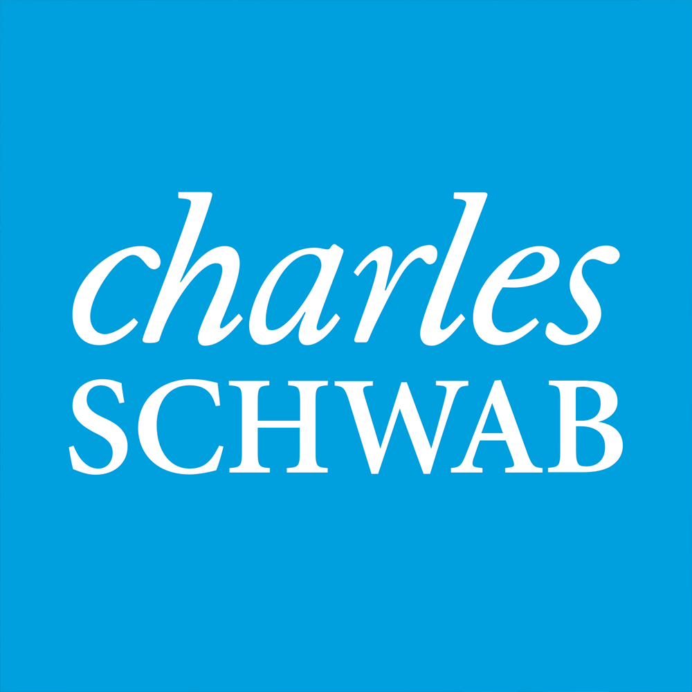 Charles Schwab logo, "charles SCHWAB" in white on a bright blue square.