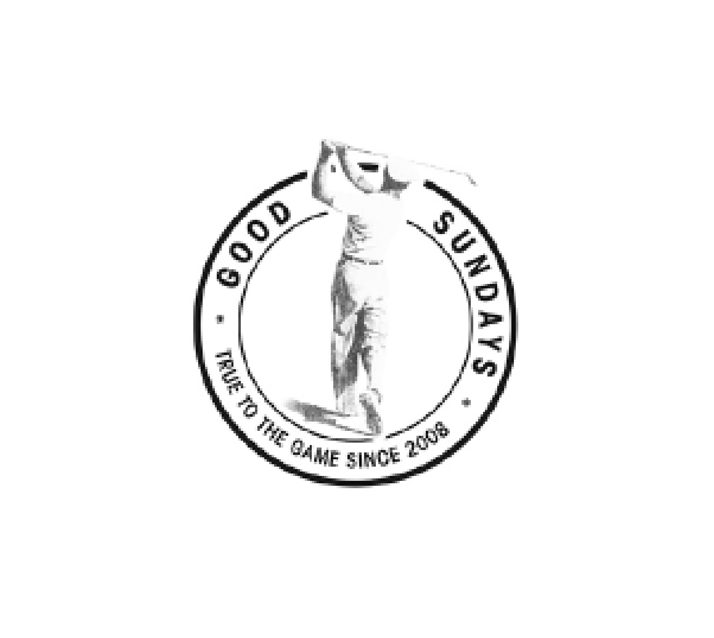 Good Sundays logo: circular badge with a sketched golfer finishing a swing and the text "GOOD SUNDAYS" and "TRUE TO THE GAME SINCE 2008".
