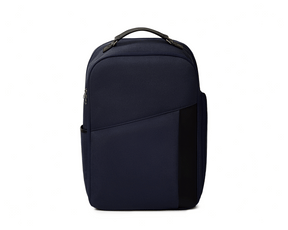 The Broughton Backpack: Navy, featuring a minimalist design with a top handle, side pocket, and zippered front compartment. Ideal for versatile, stylish use.