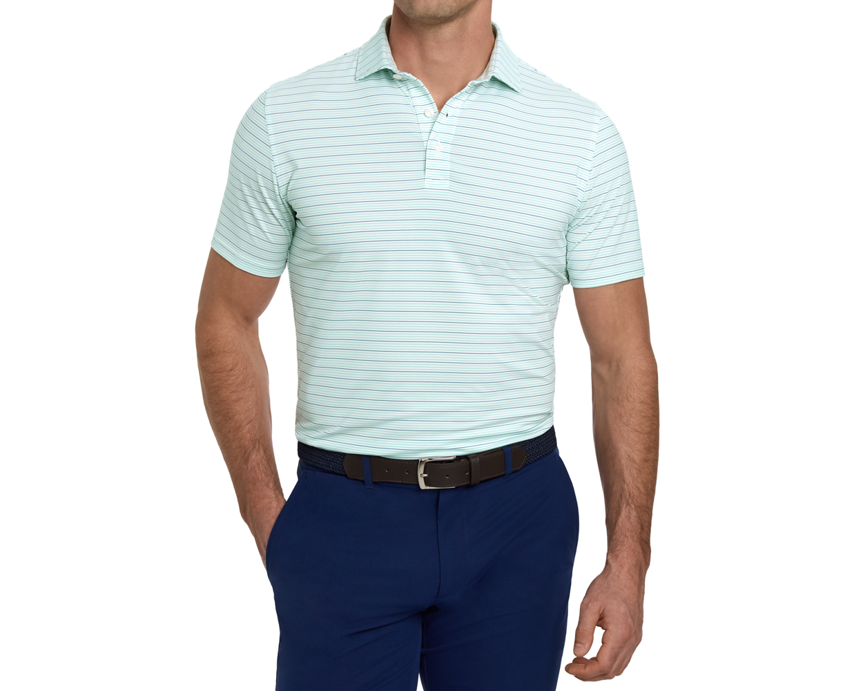 The Stanley Shirt: White/Cascade Green/Pacific Blue