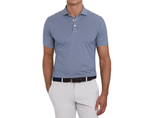 The Fleming Shirt: Navy/Heathered Pacific Blue/White