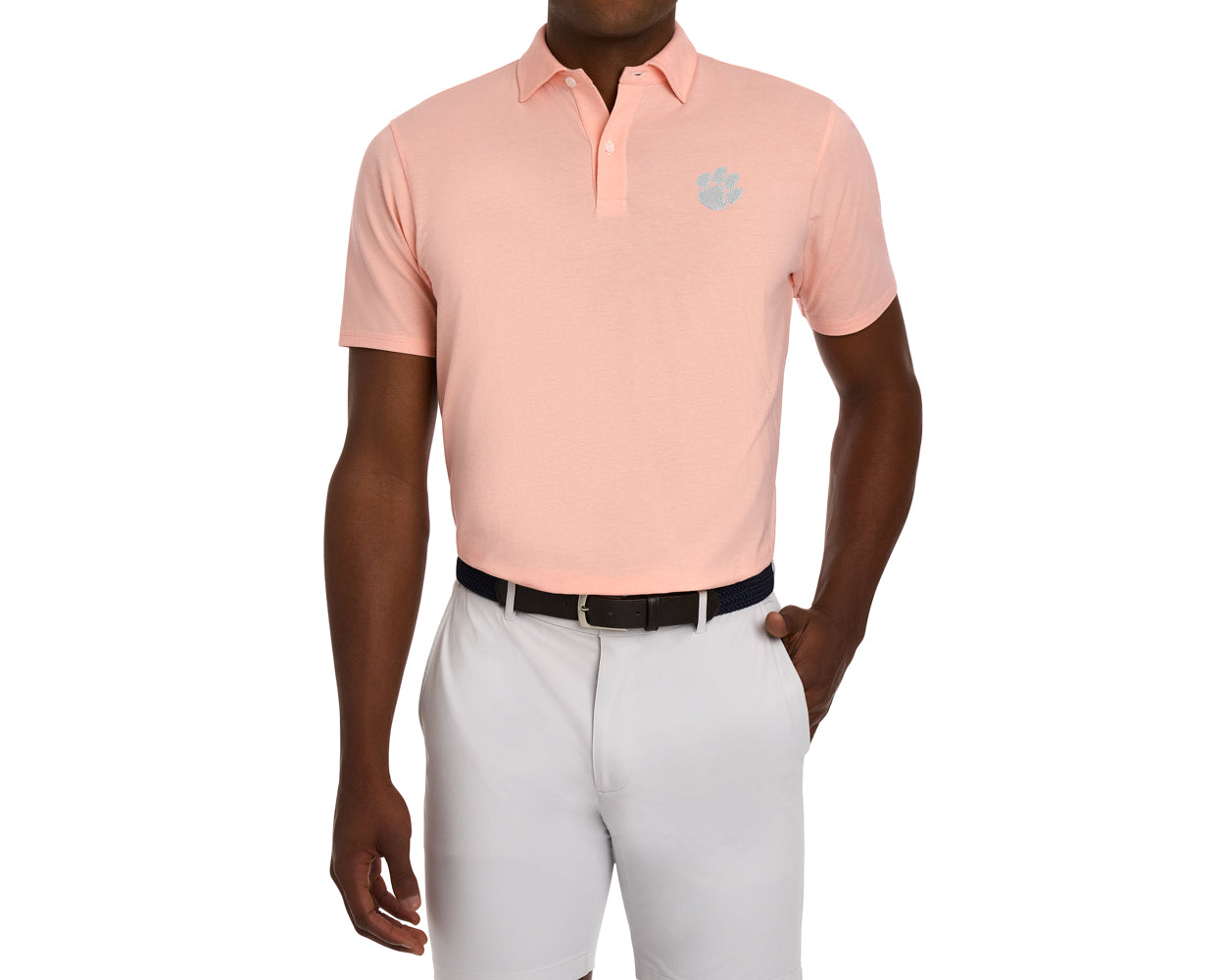 Clemson University Hatcher Shirt: Nectarine & White