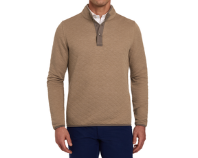 Model Wearing Holderness & Bourne Brown Half Snap Pullover