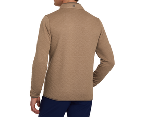 Model Wearing Holderness & Bourne Brown Half Snap Pullover
