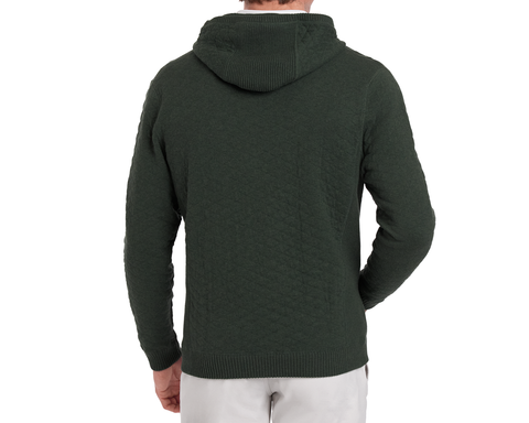 Model Wearing Holderness & Bourne Mens Dark Green Hoodie