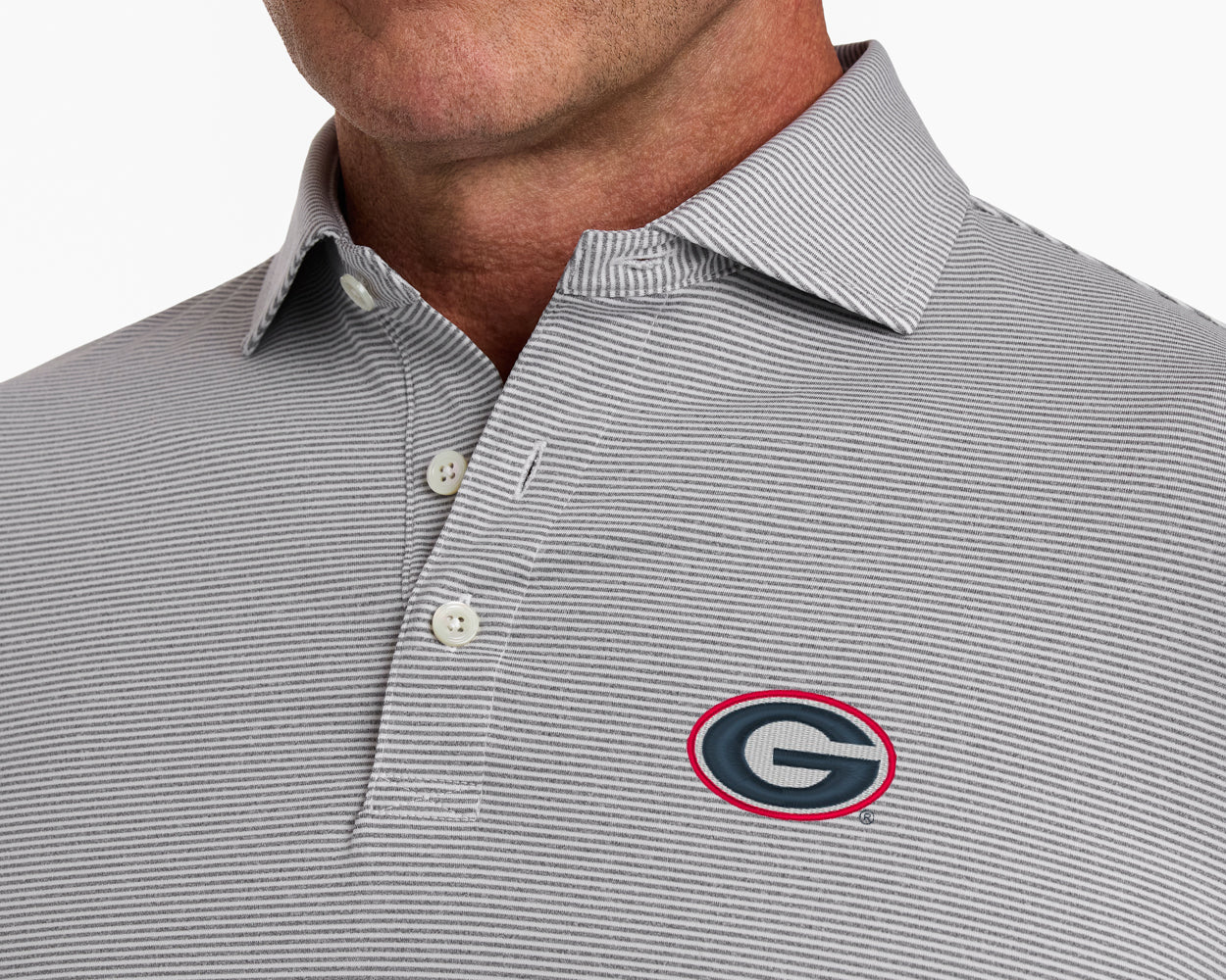 University of Georiga Perkins Shirt: Gray & White