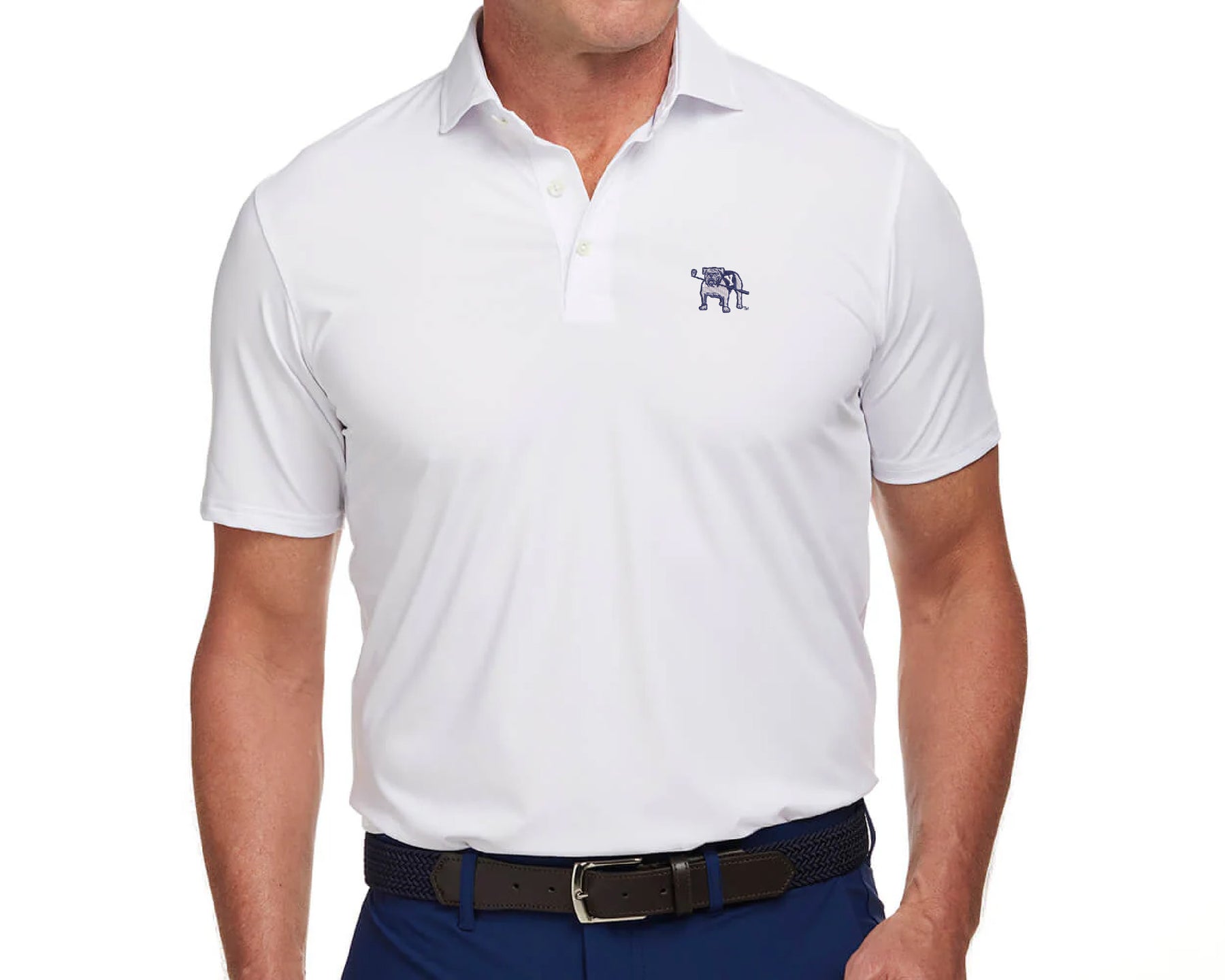 Holderness & Bourne Yale Embroidered White Polo Shirt