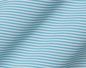 Close-up of The Perkins Shirt: Harbor & White, showcasing its soft knit fabric with thin horizontal stripes, designed for comfort and performance with a structured spread collar.