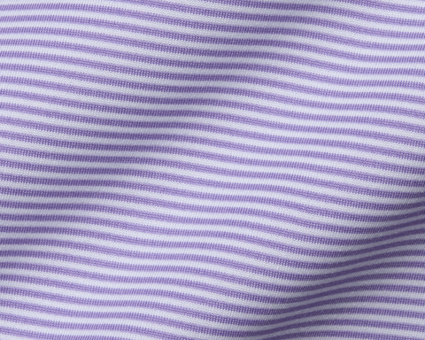 The Perkins Shirt: Tudor & White features fine lavender and white stripes on a soft, stretchy, moisture-wicking fabric with UPF 50+ protection.