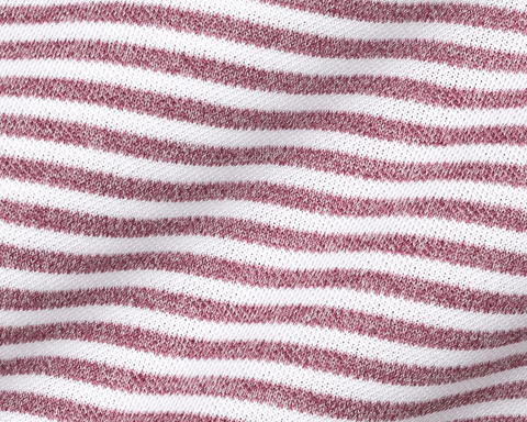 Close-up of The Maxwell Shirt: Heathered Napa & White, showing the soft, textured UPF 30+ pique knit in wavy heathered stripes against white.
