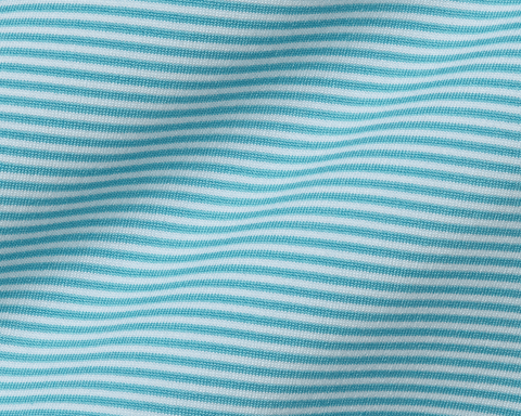 The Burke Shirt: Harbor & White, featuring fine horizontal stripes, showcases a breathable, long-sleeved design with UPF 50+ protection and a structured spread collar.