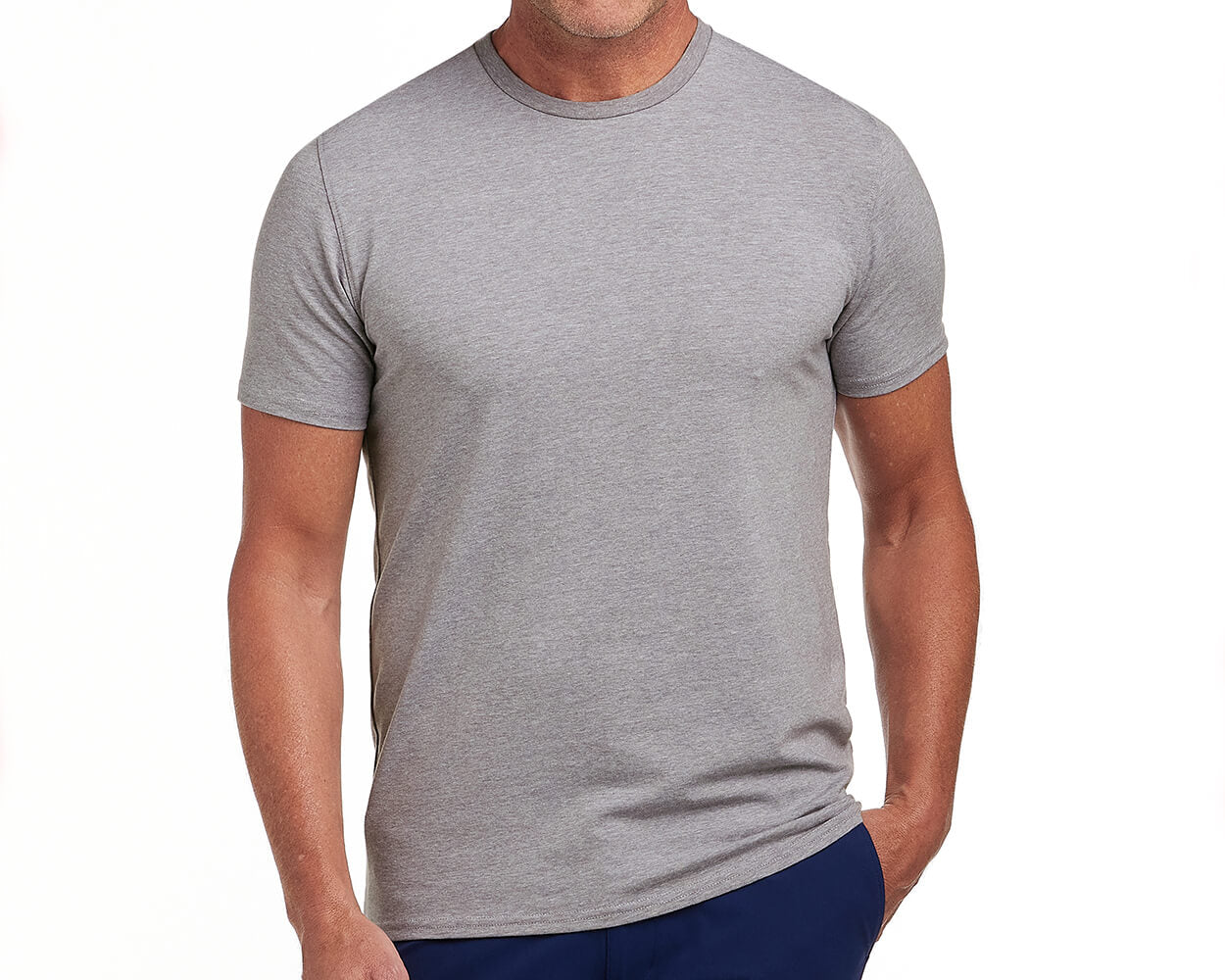 Man wearing Holderness & Bourne Heather Gray Cotton T-Shirt