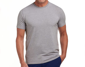Man wearing Holderness & Bourne Heather Gray Cotton T-Shirt