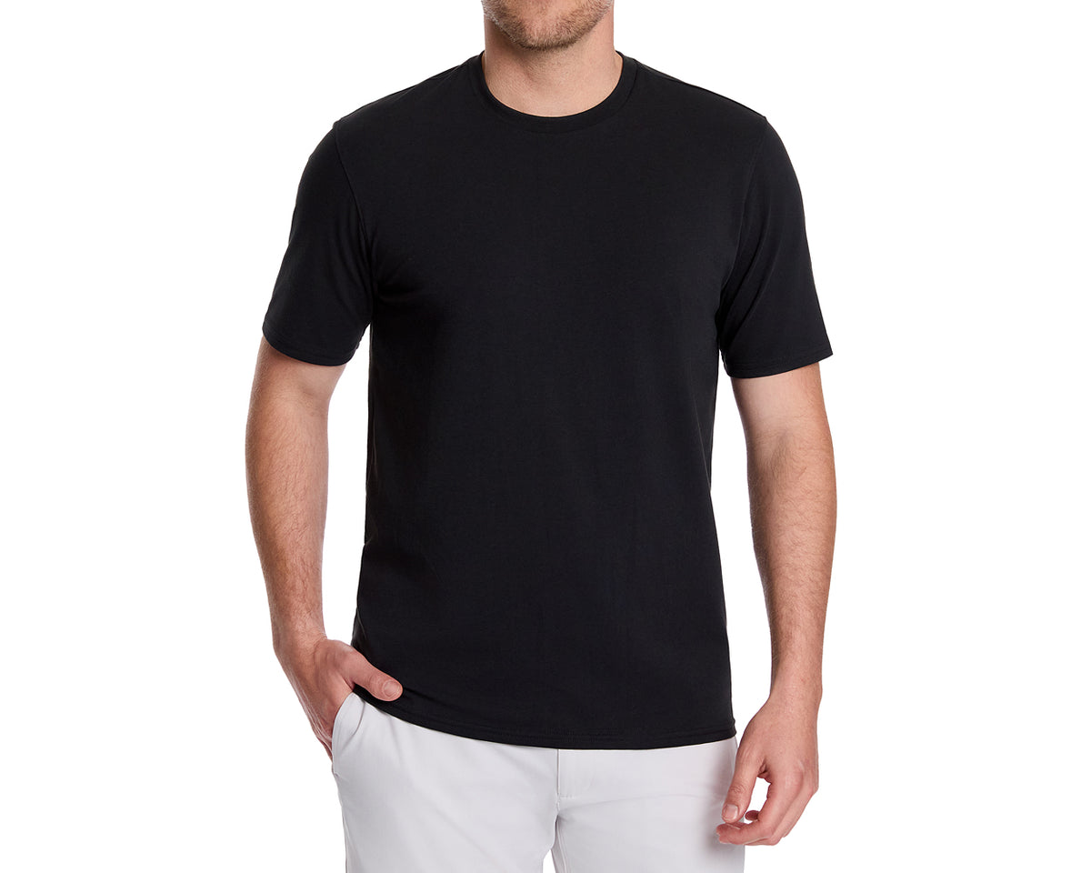 Man wearing Holderness & Bourne Men’s Black Cotton T-Shirt