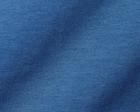 Close-up of The Mason T-Shirt: Maidstone Blue, showcasing midweight knit fabric with visible vertical loops, highlighting its luxurious texture and signature fit.