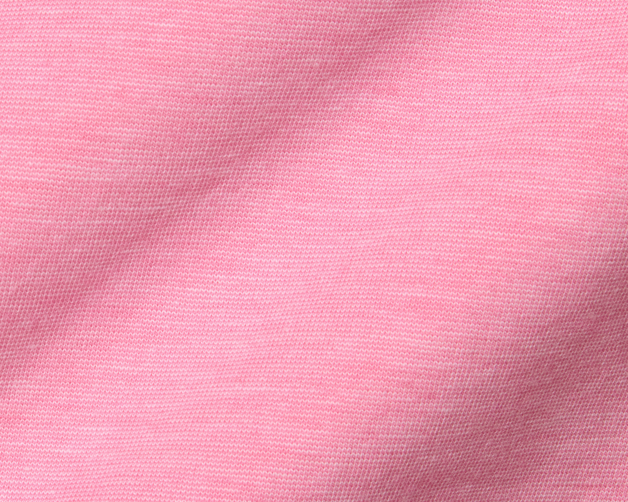 Close-up of The Hatcher Shirt: Belmont & White, showcasing its pink knitted fabric with a fine, uniform texture, highlighting its softness and stretch.
