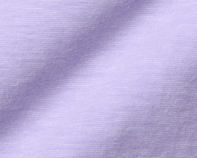 Close-up of The Hatcher Shirt: Tudor & White, showing lavender knit fabric with tiny loops, highlighting its softness, stretch, and structured collar.