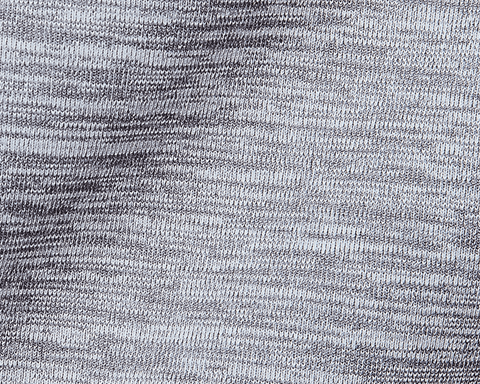 The Laidlay Crewneck: Heathered Gray, showing a macro view of its grey knitted fabric, highlighting the soft and stretchy heathered texture.