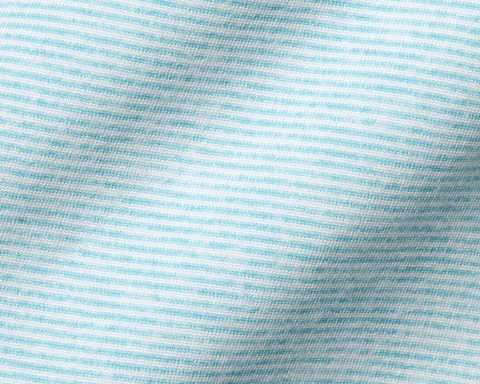 Close-up of The Hamilton Hoodie: Heathered Harbor & White, showcasing its soft, knit fabric with subtle horizontal pinstripes, highlighting the technical hoodie’s comfort and versatility.