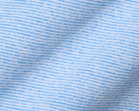 Close-up of The Hamilton Hoodie in Heathered Horizon Blue & White, showcasing its fine knit stripes, soft fabric, and subtle folds for comfort and stretch.