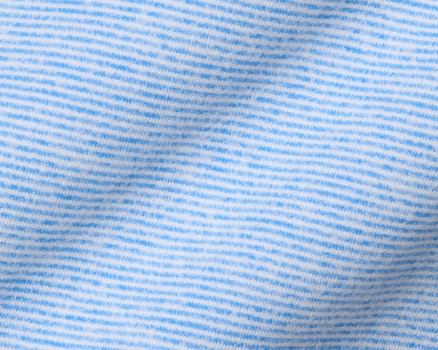 Close-up of The Hamilton Hoodie in Heathered Horizon Blue & White, showcasing its fine knit stripes, soft fabric, and subtle folds for comfort and stretch.