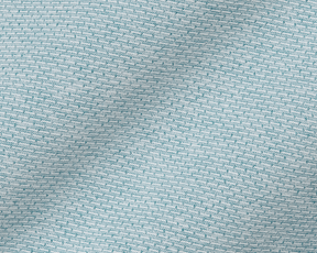 The Bell Quarter-Zip: Heathered Harbor features a close-up of its light teal-blue and off-white knitted fabric, showcasing the textured, breathable jersey-knit fabric.