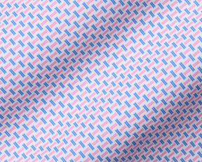 The Norman Shirt: Belmont & Horizon Blue features a geometric basketweave pattern on soft jersey fabric, offering sun protection and stretch for comfort.