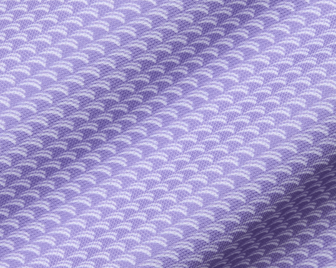 The Eaton Shirt: Tudor features a lavender knit fabric with a textured abstract wave pattern, offering moisture-wicking and UPF 30+ protection.