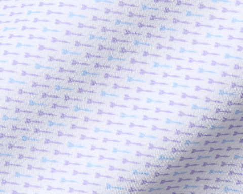 The Cadogan Shirt: Tudor & Vista Blue, showcasing a close-up of its soft, breathable fabric with a tiny arrow motif, enhancing airflow and comfort.