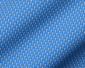 The Hicks Boys Shirt: Horizon Blue features a blue woven fabric with a subtle white arrow motif, perfect for breathable comfort and style.