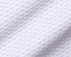 The Walton Shirt: Tudor features a white fabric with pale-purple eyeglass icons, offering breathability and sun protection with its AIRATION® performance material.