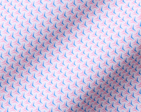 The Lennox Shirt: Belmont & Horizon Blue, featuring a geometric Y-pattern on soft, stretchy pique fabric, ensuring comfort and breathability with UPF 30+ protection.