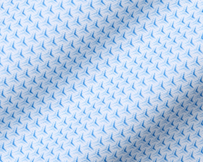 Close-up of The Lennox Shirt: Vista Blue & Horizon Blue, showcasing its textured fabric with a repeating blue arrow motif and refined star pattern for sophisticated style.