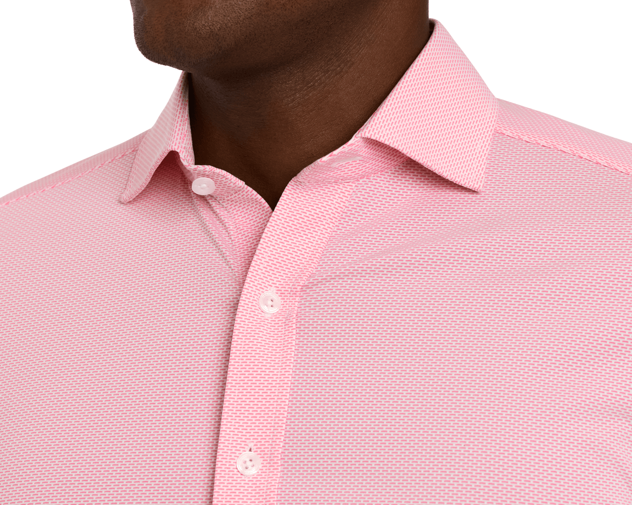The Goodrich Shirt: Belmont, featuring a subtle geometric pattern, showcases a spread collar and button-up design in breathable, stretchable Swing Knit® fabric for versatile wear.