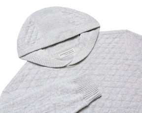 The Wallace Boys Hoodie Sweater: Heathered Gray, featuring a textured knit with ribbed cuff, hood, and jacquard pattern, crafted from soft Egyptian cotton.