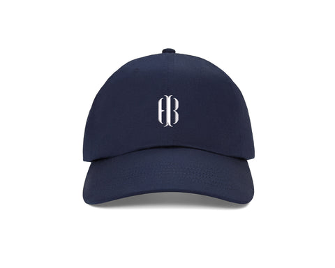 The Lightweight Cotton Hat: Navy with HB Icon, featuring a white embroidered logo on the front, adjustable closure, and six-panel design for comfort and sun protection.