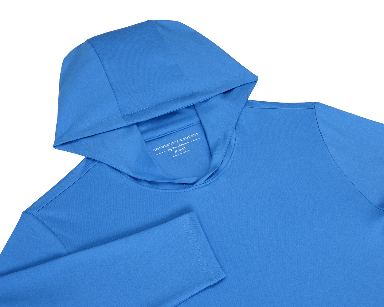 The Jackson Boys Hoodie: Horizon Blue, showcasing a long-sleeve design with a hood, crafted from soft, stretchy fabric for performance, featuring UPF 50+ protection.