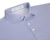 The Armfield Shirt: Andover, a men’s polo with a spread collar, three-button placket, and a subtle geometric pattern, labeled “HOLDERNESS & BOURNE.”