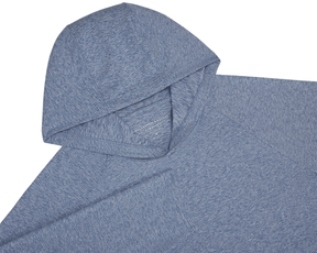The Dunbar Hoodie: Heathered Andover, featuring a hood and folded sleeve. Includes a faint neck label. Offers AIRATION® technology for breathability, sun protection, and flexibility.