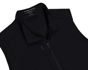 The Boyd Vest: Black, a sleek, black windbreaker with a stand-up collar and two-way zipper, features windproof, water-resistant fabric with four-way stretch for flexibility.