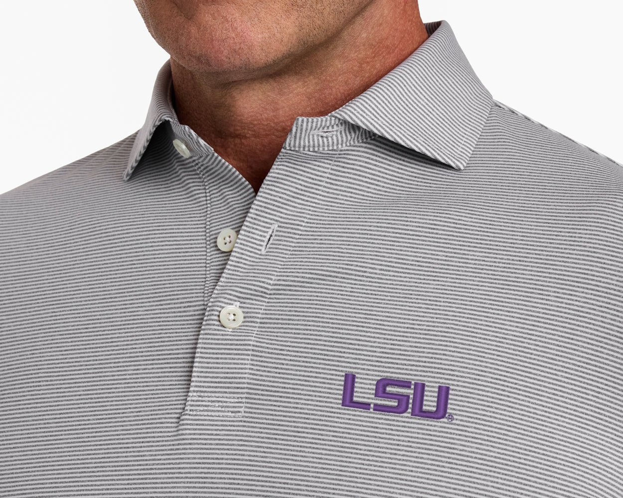Louisiana State University Perkins Shirt: Gray & White