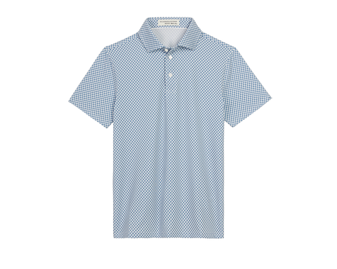 The Kitts Boys Shirt: Bedford features a geometric turtle print, classic collar, and three-button placket on premium DryLuxe fabric for comfort and protection.