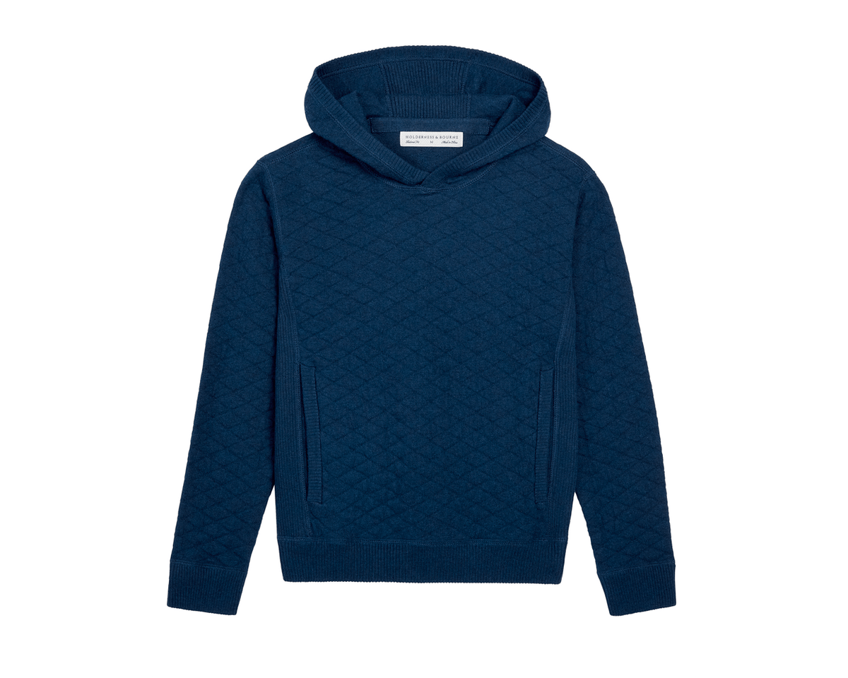 Holderness & Bourne Boy's Navy Blue Hoodie Sweater front view