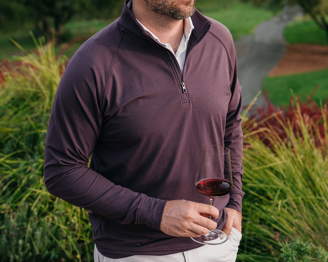 The Westland Quarter-Zip: Heathered Vineyard