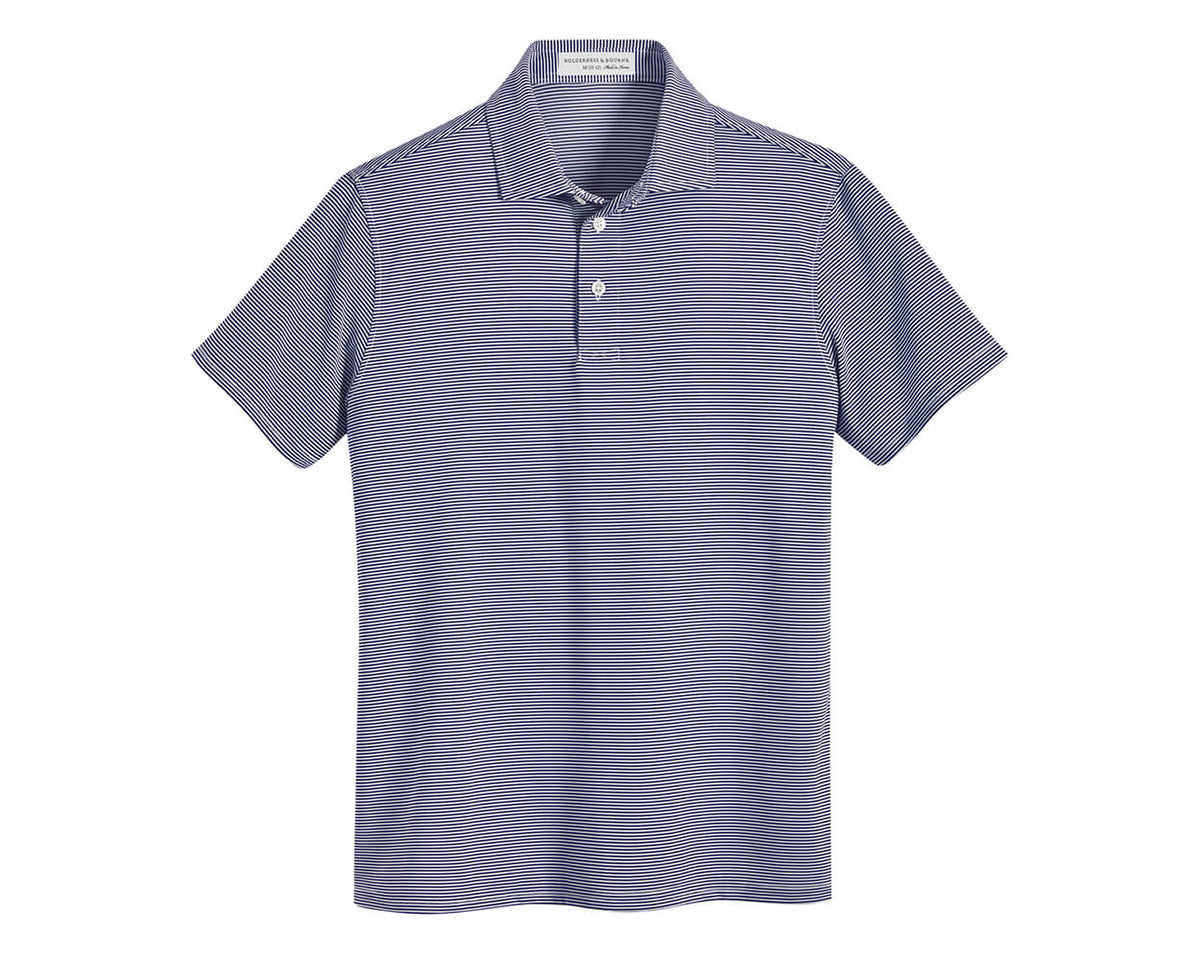 Holderness & Bourne The Perkins Boys' Navy Striped Polo Shirt